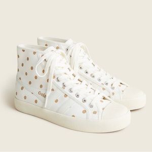 Gola X J.Crew hi top off white polka dot sneaker